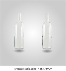 Transparent empty glass bottle low and high resolution triangle mesh realistic vector eps10