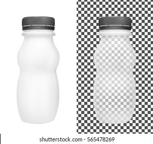 Transparent empty plastic bottle for yogurt. Packaging for sour cream, sauce and snack.