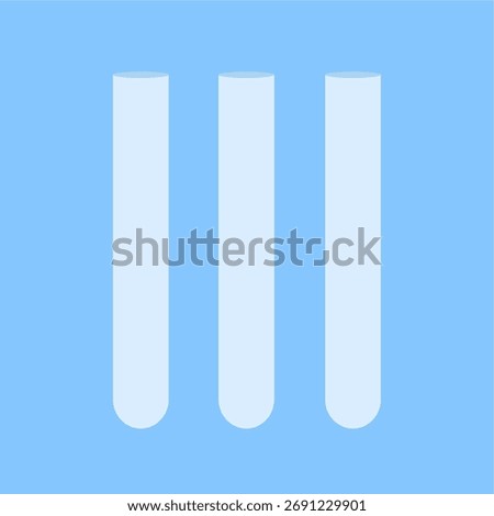 A transparent empty test tube for science lab experiments, suitable for illustrations or educational design assets, flat art design style.
