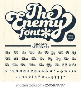 Transparent The Enemy groovy retro bold Font alphabet vector file
