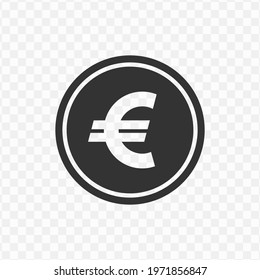 
Transparent euro coin icon png, vector illustration of euro coin in dark color and transparent background(png).