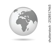Transparent Europe globe. Europe 3d globe map. Earth globe icon. Vector illustration.