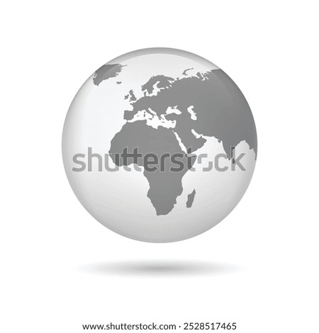 Transparent Europe globe. Europe 3d globe map. Earth globe icon. Vector illustration.