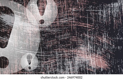 transparent exclamation mark and scratched background