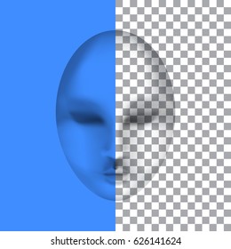 Transparent face. The ghost mask face made gradient mesh. Transparent design element