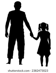 Transparent father-daughter silhouette vector Art