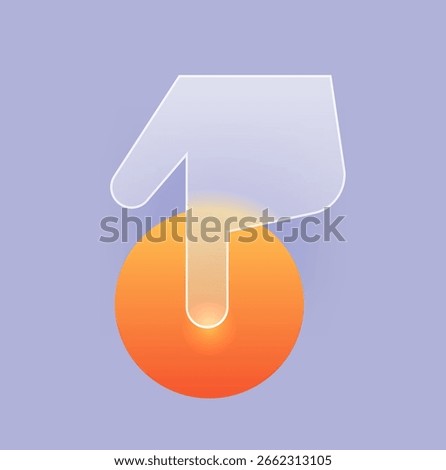 Transparent finger pointing down on gray. Vector pointer icon