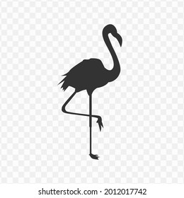 Icono de flamingo transparente png, ilustración vectorial de un icono de flamingo en color oscuro y fondo transparente(png)