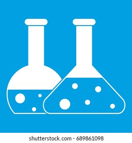 Transparent flasks icon white isolated on blue background vector illustration