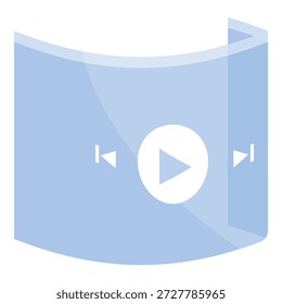 Transparent flexible screen displays video player controls, including play, rewind, and fast forward buttons, suggesting innovation in mobile technology