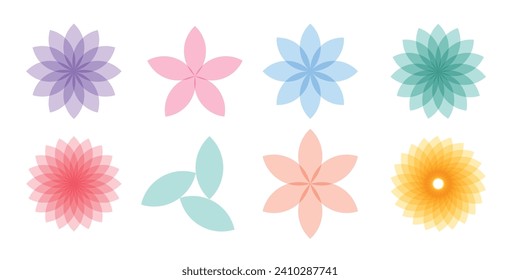 Transparent Flower Logo vector illustration made of various overlapping element