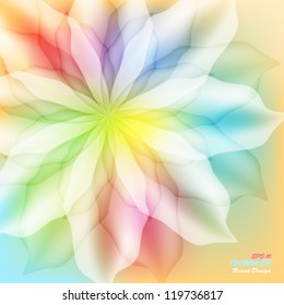Transparent flower on rainbow background