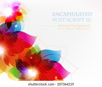 Transparent flowers on a white background. Abstract floral card.