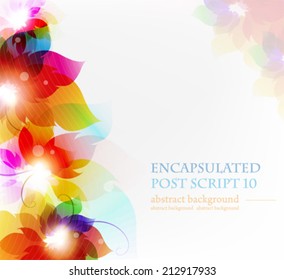 Transparent flowers on a white background. Abstract floral card.