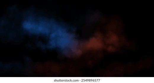 Transparent fog or smoke, PNG blue and red smog cloud effect, isolated transparent special effect. Vector illustration, fog, vapour, magic haze.	