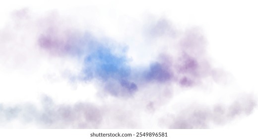 Transparent fog or smoke, PNG blue and purple smog cloud effect, isolated transparent special effect. Vector illustration, fog, vapour, magic haze.	