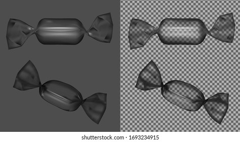 Transparent foil black candy wrappers