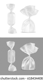 Transparent foil food snack pack for candy and other products.