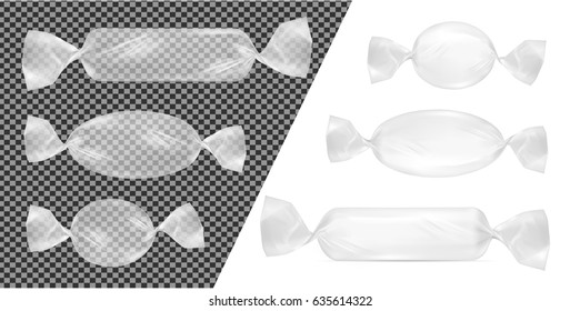 Transparent foil food snack pack for candy and other products.