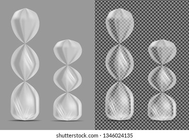 Transparent foil or paper packaging. Sachet for candy.