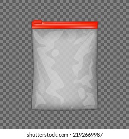 Transparente Folie Beutel Verpackung mit Zipper. EPS10-Vektorgrafik