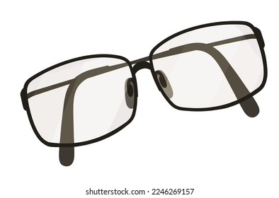 transparent folded reading glasses isolated on white background
