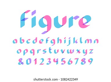 Fuente transparente. Alfabeto de Vector con letras y números de efecto de superposición.