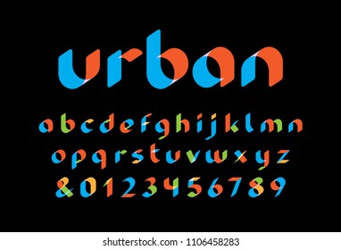 Transparent font. Vector alphabet with overlay effect letters and numbers.