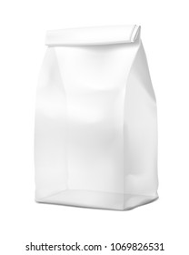 Transparent food snack bag. Vector illustration. 3/4 view. Can be use for template your design, presentation, promo, ad. EPS10.