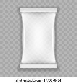 Transparent Food Snack Plastic Pillow Bag. EPS10 Vector