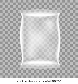 Transparent Food Snack Plastic Pillow Bag. EPS10 Vector