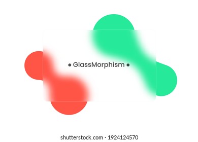 Marco transparente en morfismo de vidrio o estilo de glasmorfismo. Metabotas en el fondo. Tarjeta o marco transparente y borroso. Estilo de morfismo de vidrio. Ilustración del vector