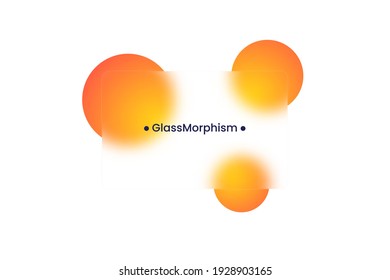 Transparent frame in glass morphism or glassmorphism style. Circles on the background. Transparent and blurred card or frame. Glass-morphism style. Vector illustration