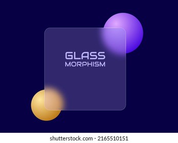 Transparent frame in glass morphism style. Place for your texts. Vector illustration.