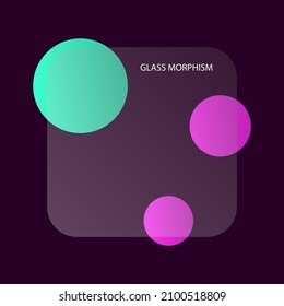 Transparent frame in trendy style glassmorphism or frosted glass. Trendy glassmorphism effect for sites, applications, wallpapers and internet projects. Vector illustration.
