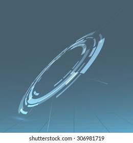 Transparent futuristic disc orbital element background technology abstract gear. Vector illustration