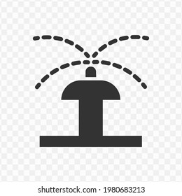 Transparent garden sprinkler icon, vector illustration of garden sprinkler in dark color and transparent background.