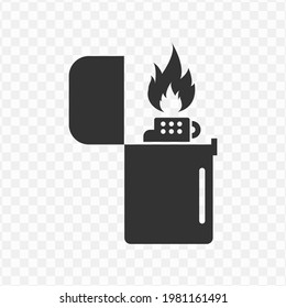 Transparent gas lighter icon png, vector illustration of gas lighter in dark color and transparent background(png).