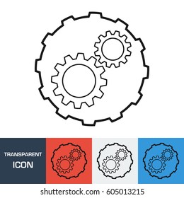 Transparent Gear icon. Vector icon on different types backgrounds, Eps 10