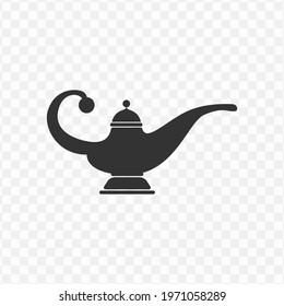 Transparent genie lamp icon png, vector illustration of an genie lamp icon in dark color and transparent background(png)