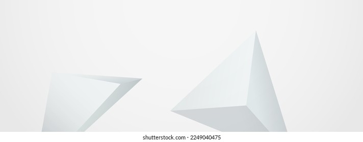 Transparent Geometric Business Vector Panoramic Gray Background. Triangle Dynamic Card. Light Graphic Decoration. Abstract Shapes Presentation.