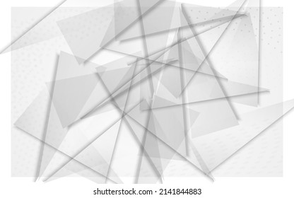 Transparent Geometric Dynamic Vector Gray Background. Minimalist Flyer. Light Trendy Shapes Template. Minimal Cover.