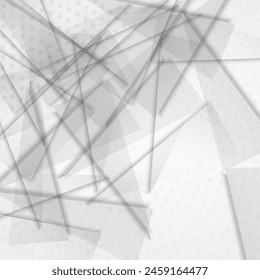 Transparent Geometric Dynamic Vector Gray Background. Minimal Template. White Business Triangle Banner. Trendy Brochure.