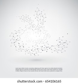 Transparent Geometric Mesh - Vector Illustration of Modern Style Cloud Computing and Telecommunications Concept with Network Connections Design