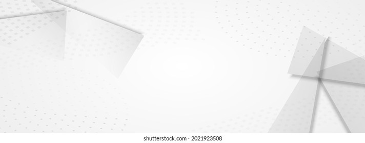 Transparent Geometric Modern Vector Panoramic Gray Background. Abstract Pattern. Light Trendy Triangle Banner. Graphic Card.