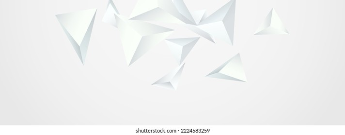 Transparent Geometric Modern Vector Panoramic Gray Background. Shapes Trendy Catalog. White Graphic Cover. Minimal Elements Decoration.