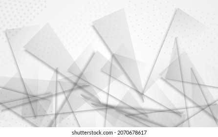 Transparent Geometric Trendy Vector Gray Background. Technology Layout. Light Modern Triangle Brochure. Business Flyer.