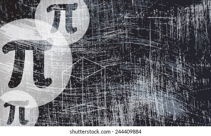 transparent geometry objects and pi symbol and scratched background