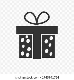 Transparentes Geschenksymbol (png), Vektorgrafik eines Geschenksymbol in dunkler Farbe und transparentem Hintergrund (png)