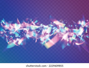 Transparent Glare. Violet Disco Confetti. Glitter Art. Laser Prism. Bokeh Tinsel. Retro Colorful Gradient. Carnival Glitter. Fantasy Foil. Blue Transparent Glare